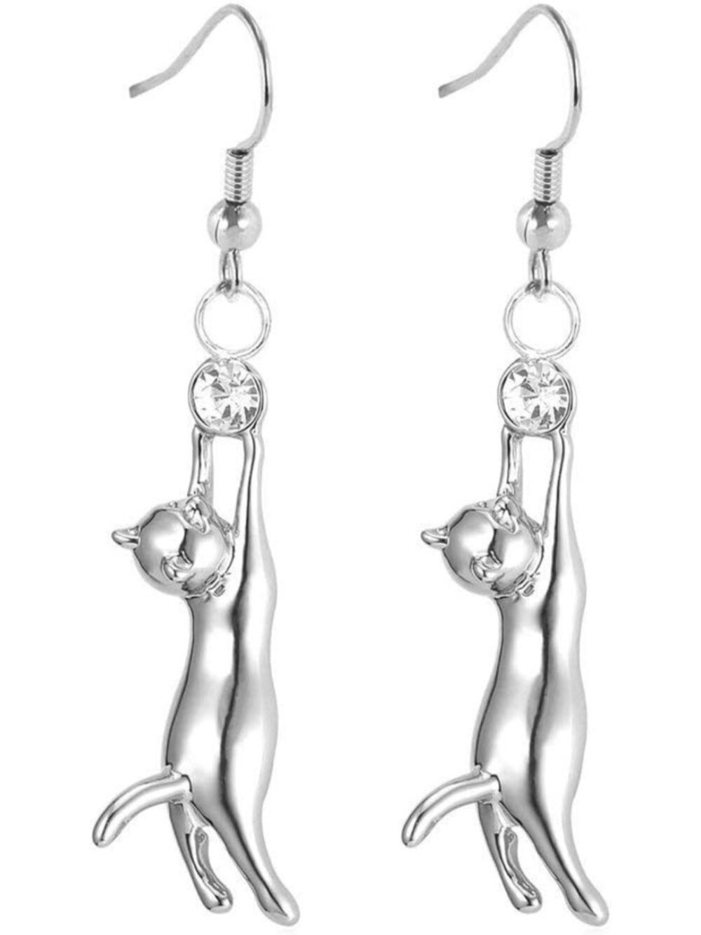 Adorable Cat Ear Drop Earrings - Platinum & 18K Gold Plated with Sparkling